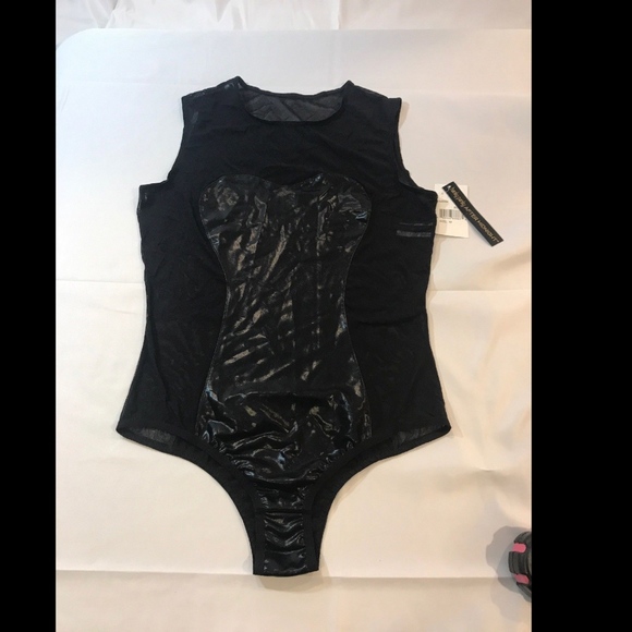 NWT Hanky Panky Love Me Back Slick Mesh Bodysuit in Black [SZ Medium‎ ] - Picture 3 of 9